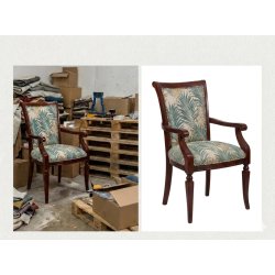 Eliminación de fondo para silla de madera tapizada con resultado limpio sobre fondo blanco