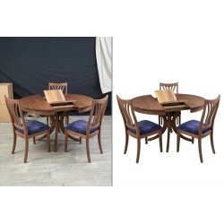 Background removal for dining table with chairs prepared for catalog and online store