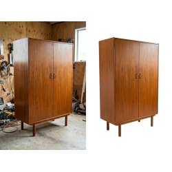 Wooden cabinet cutout with background removal for professional furniture images