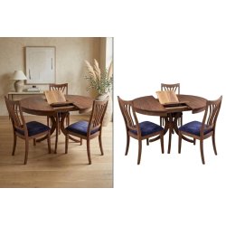 Eliminación de fondo para conjunto de comedor con mesa y sillas para e-commerce
