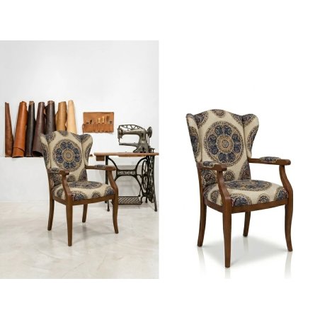 Chair background removal before and after in upholstery workshop setting