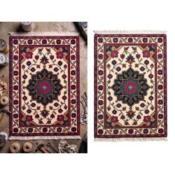 Carpet background removal before and after showing isolated Persian rug on clean background