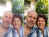Photo restoration before and after showing blurry portrait enhanced with improved sharpness and clarity